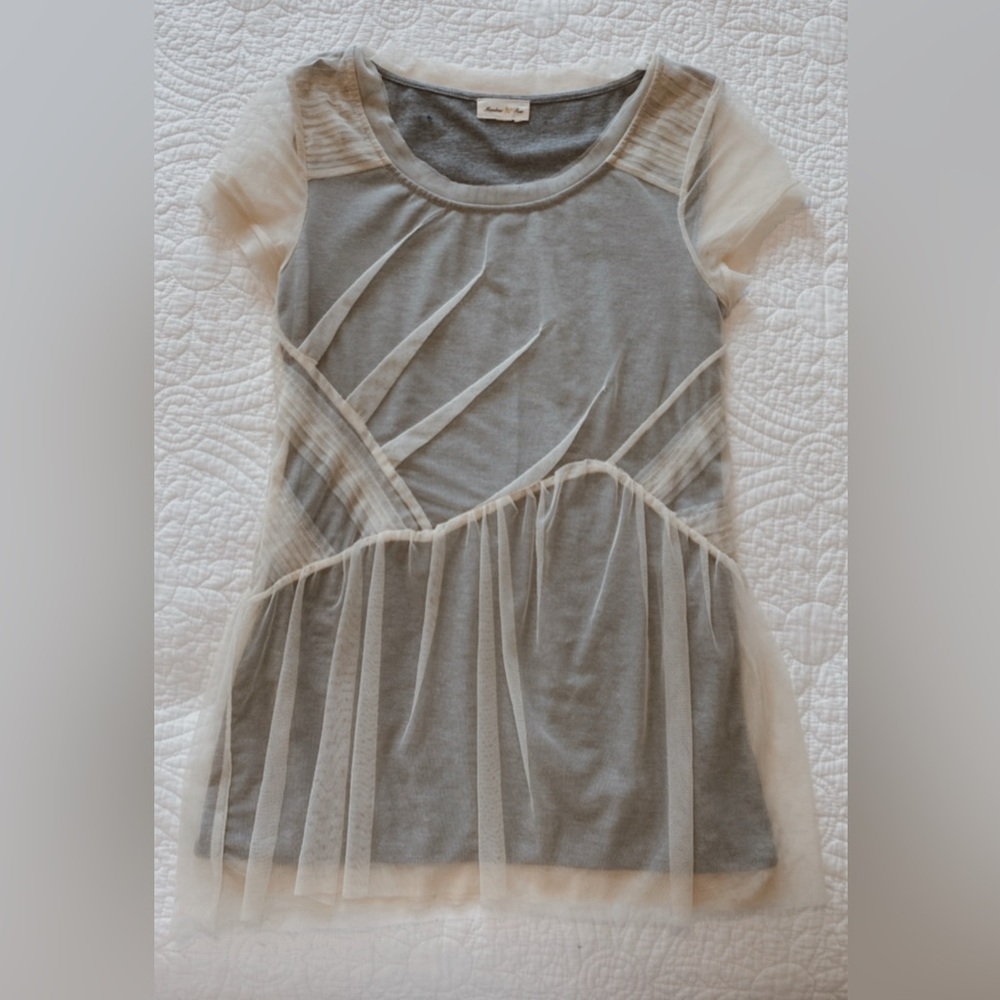 Women’s Anthropologie Meadow Rue Dahlia Tulle Mixed Peplum Blouse Size S